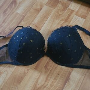 Victoria's Secret Black and Gold Star Bra NWOT